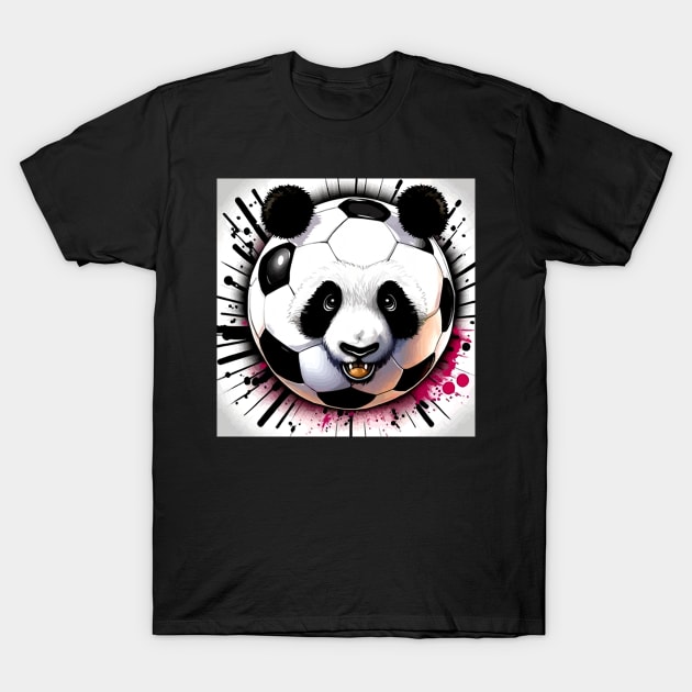 Soccer Ball Panda Face - Soccer Futball Football - Graphiti Art Graphic Paint T-Shirt by MaystarUniverse